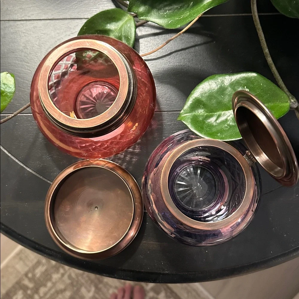 Antique/Vintage Cut Glass Jars with Copper Lids - Picture 3 of 8